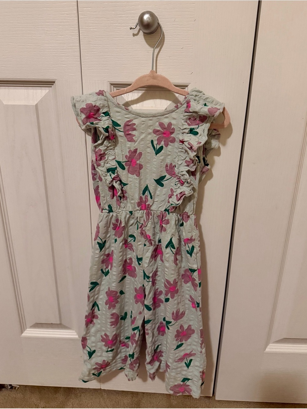 Zara Mint Green Floral Ruffle One-Piece for Girls